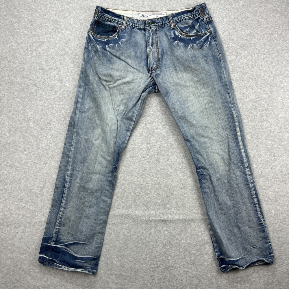 AKOO Jeans Men 38x34 Blue Denim Pants Y2K Urbans Street Hip‎ Hop King Of Oneself